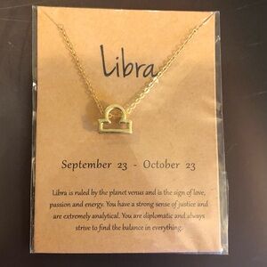 Zodiac Necklace LIBRA Choose Silver or Gold Tone